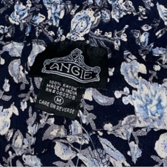 Nwt Angie florence boho shorts women size medium waist blue white flowy @ - Picture 6 of 8